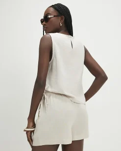 Cream Linen Blend Shorts