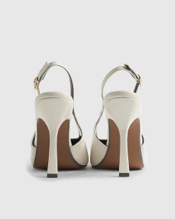 Cream Logo Slingback Court Heels