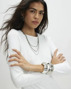 Cream Long Sleeve Longline Asymmetric Top