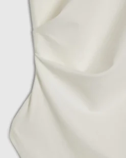 Cream Long Sleeve Longline Asymmetric Top