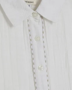 Cream Long Sleeve Tie Back Beach Shirt