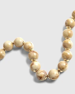 Cream Marble Beaded Necklace