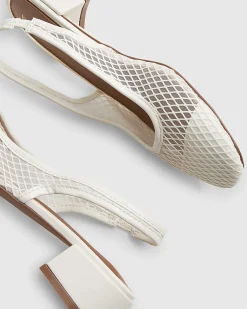 Cream Mesh Round Toe Slingback Shoes