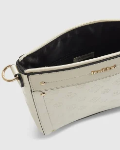 Cream Monogram Embossed Messenger Bag
