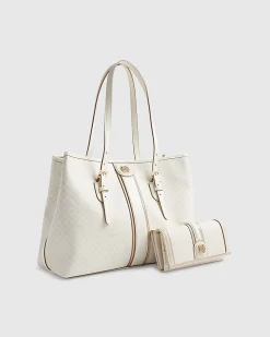 Cream Monogram Print Bundle Shopper Bag