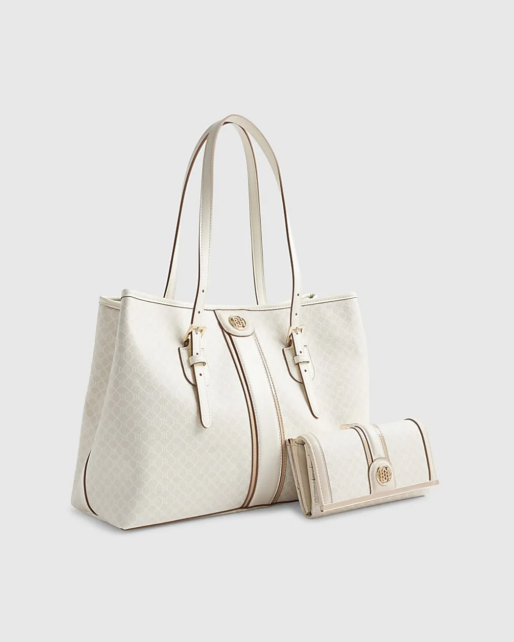 Cream Monogram Print Bundle Shopper Bag