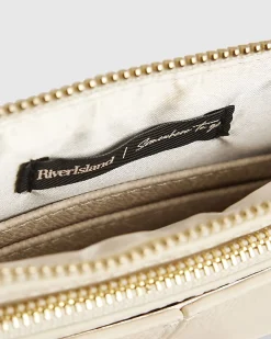 Cream Monogram Print Travel Wallet
