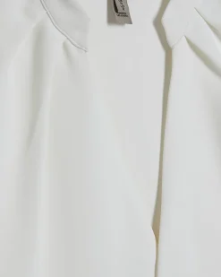 Cream Notch Neck Short Sleeve Top