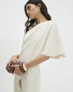 Cream One Shoulder Overlay Jumpsuit