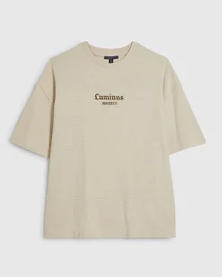Cream Oversized Cotton Blend Tapestry T-Shirt