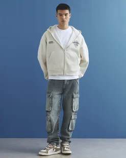 Cream Oversized Fit Japanese Kamakura Hoodie