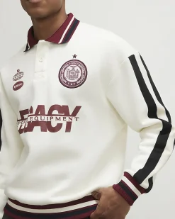 Cream Oversized Fit Legacy Blocked Rugby Top
