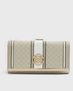 Cream Panelled Clip Top Purse