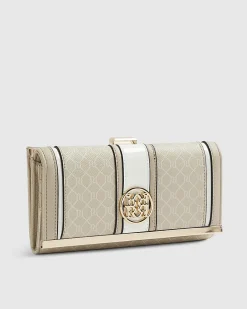 Cream Panelled Clip Top Purse
