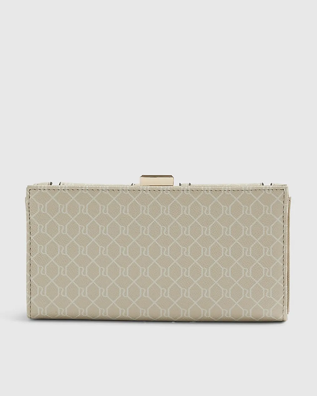 Cream Panelled Clip Top Purse