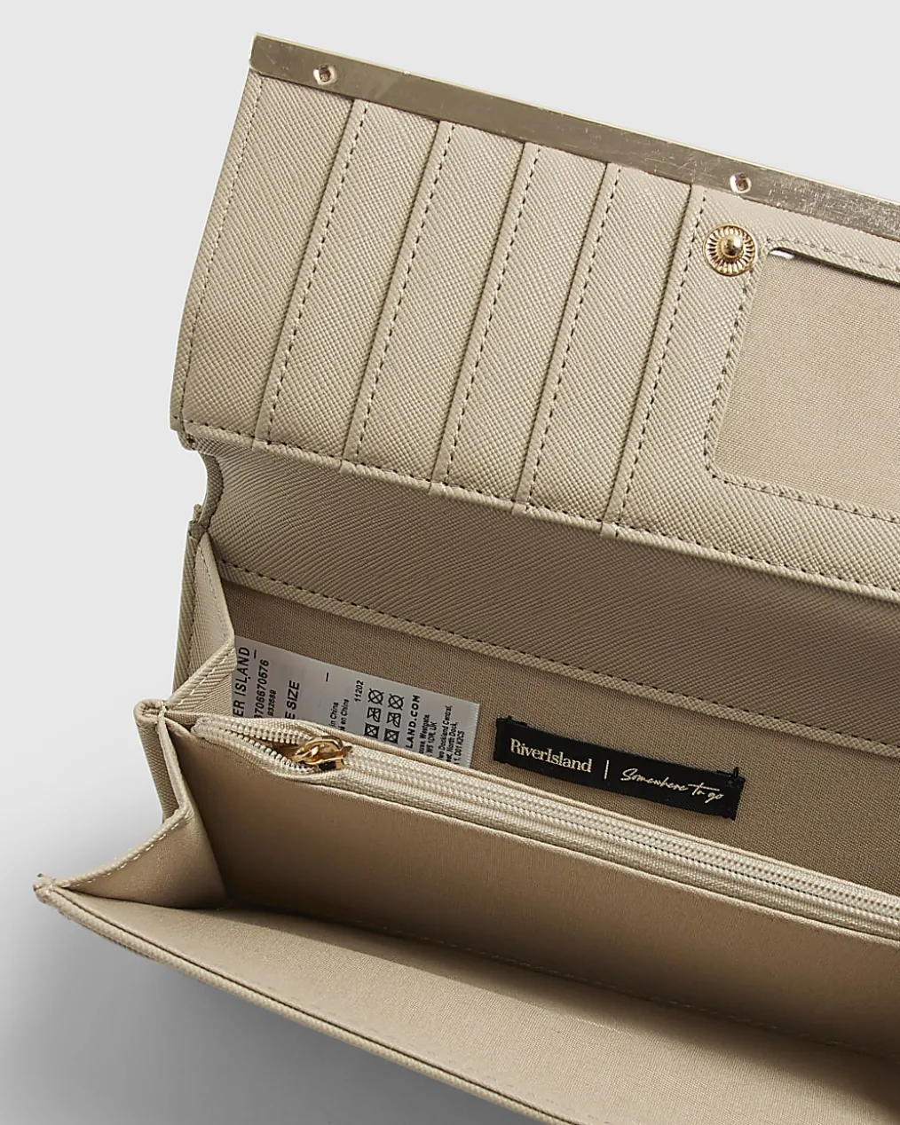 Cream Panelled Clip Top Purse