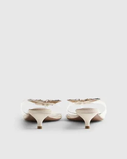 Cream Perspex Toe Thong Butterfly Heels