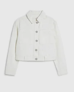 Cream Pocket Front Denim Jacket