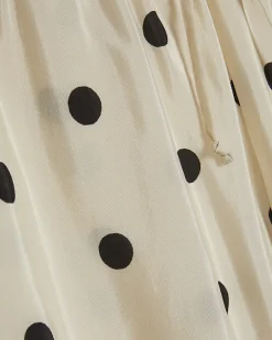 Cream Polka Dot Print Wide Leg Trousers