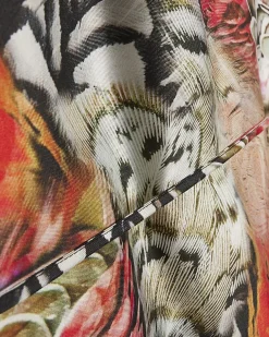 Cream Printed Slip Midi Dress