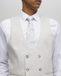 Cream Puppytooth Suit Waistcoat