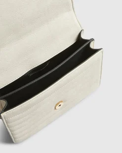 Cream Quilted Chain Shoulder Bag