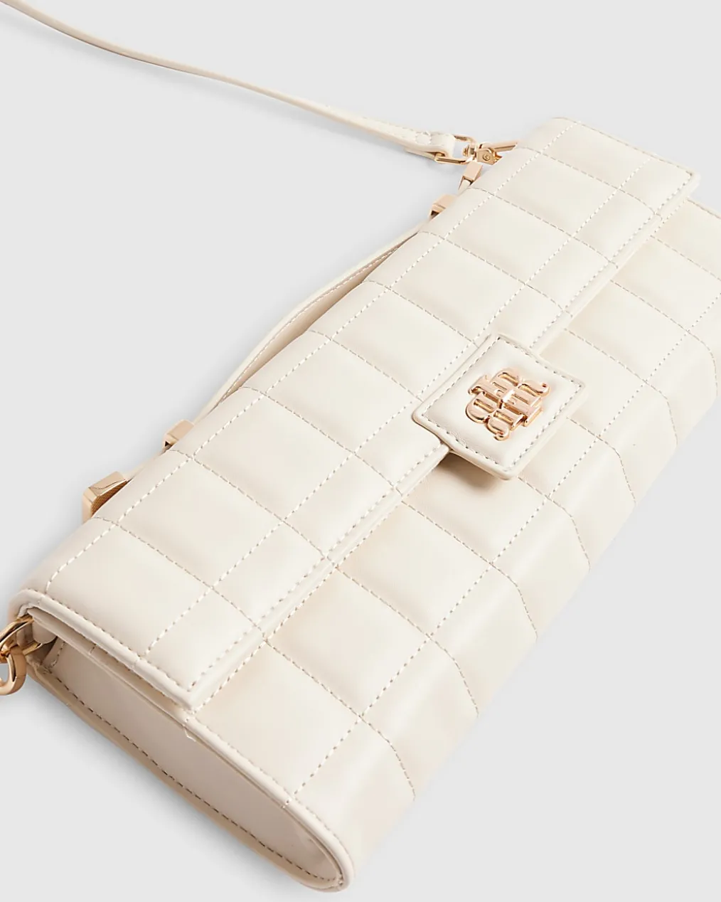 Cream Quilted Clutch Bag