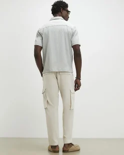 Cream Regular Fit Cargo Trousers