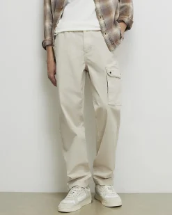 Cream Regular Fit Cargo Trousers