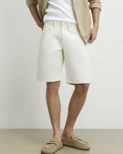 Cream Regular Fit Denim Shorts