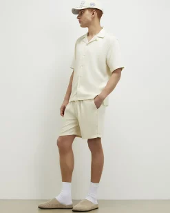 Cream Regular Fit Embroidered Script Shirt