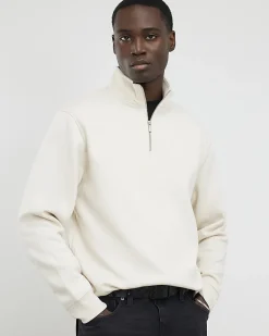 Cream Regular Fit Funnel Neck Sweatshirt