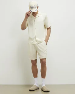 Cream Regular Fit Shorts