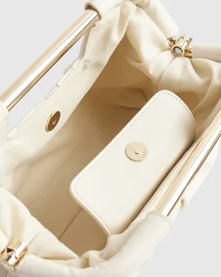 Cream Ruched Clutch Bag