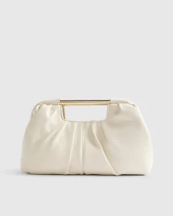 Cream Ruched Clutch Bag