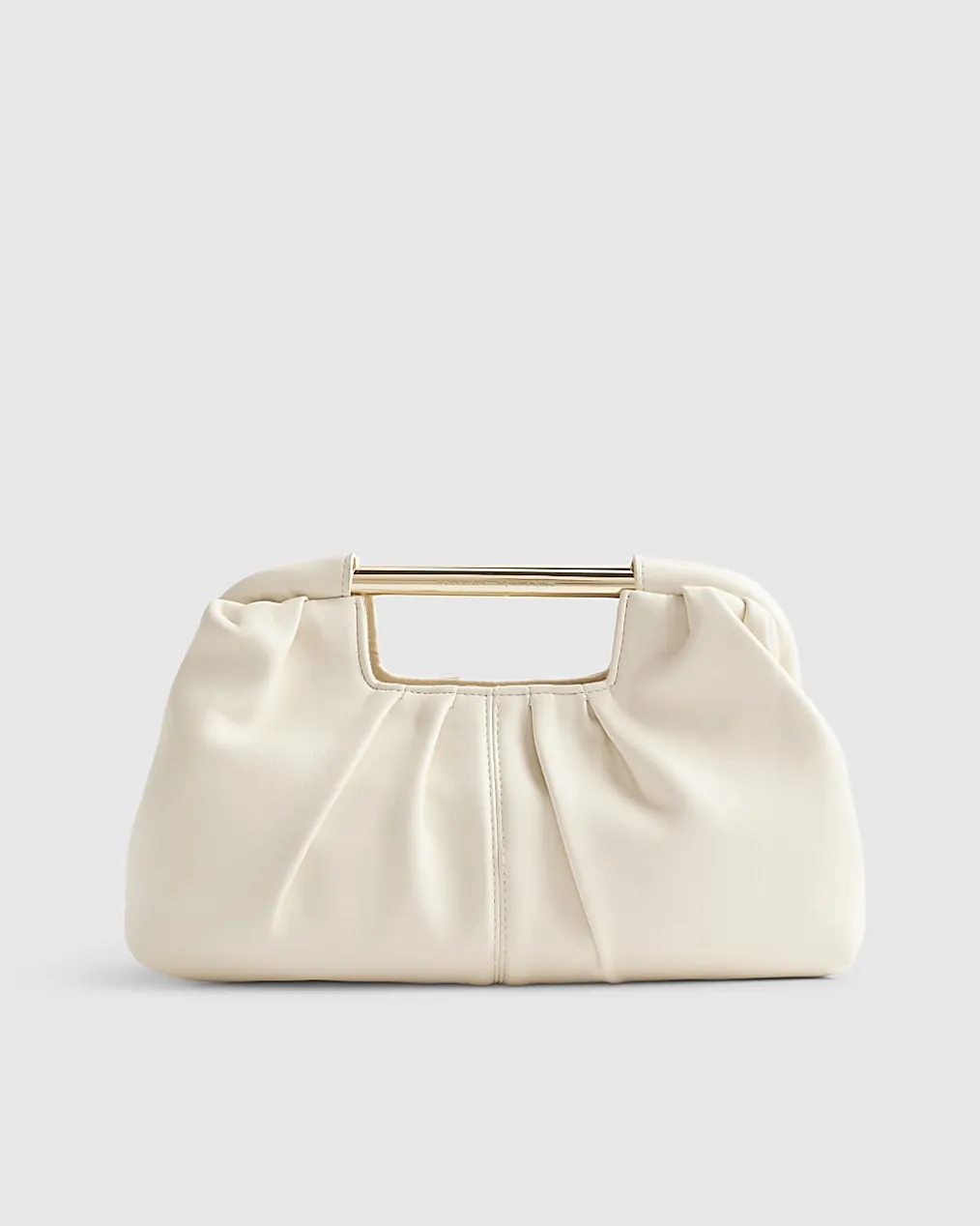 Cream Ruched Clutch Bag