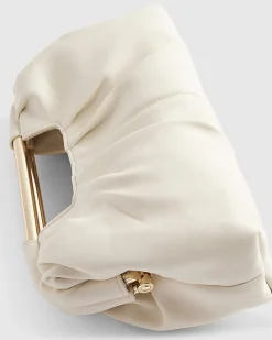 Cream Ruched Clutch Bag