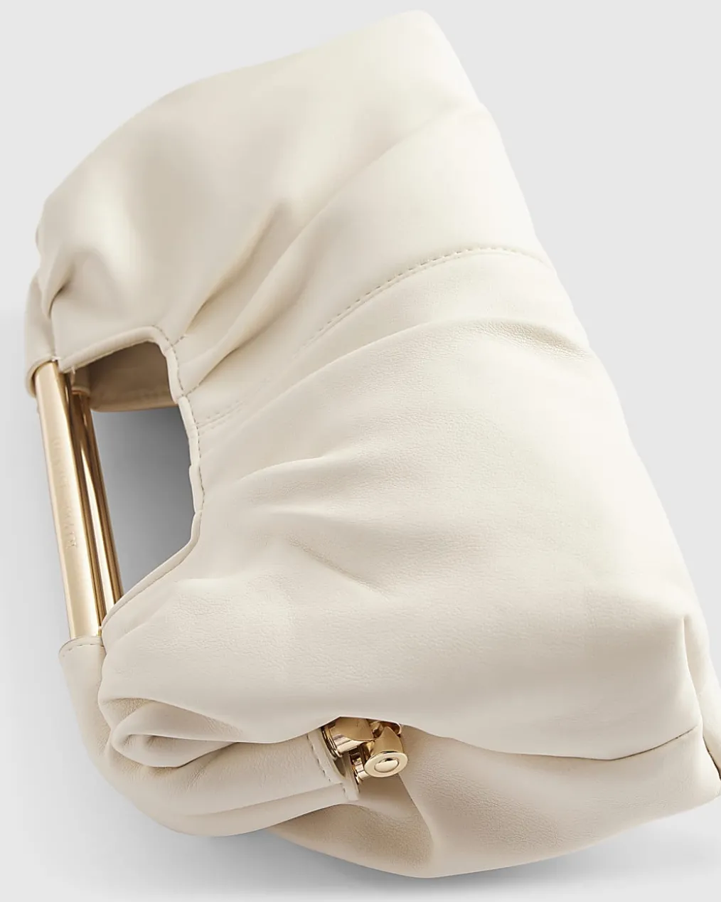 Cream Ruched Clutch Bag