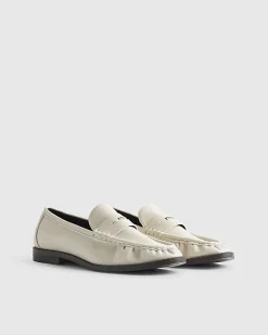 Cream Ruched Loafers