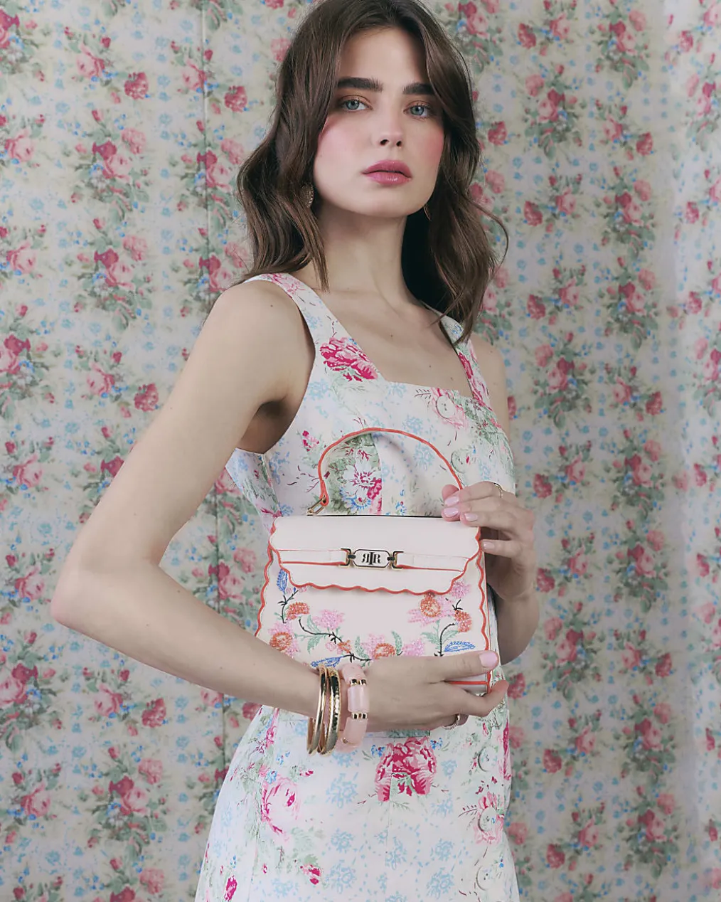 Cream Scallop Mini Charm Tote Bag
