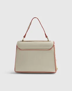 Cream Scallop Mini Charm Tote Bag