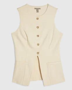 Cream Scallop Ponte Waistcoat