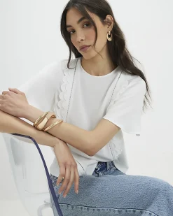 Cream Scallop T-Shirt