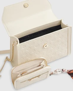 Cream Scarf Embossed Tote Bag Bundle