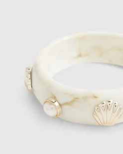 Cream Shell Cream Resin Bangle