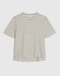 Cream Short Sleeve Striped Top