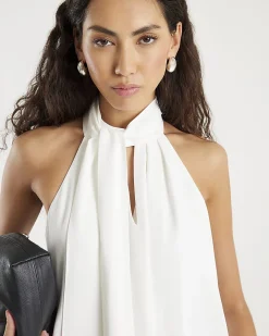 Cream Sleeveless Halter Neck Blouse