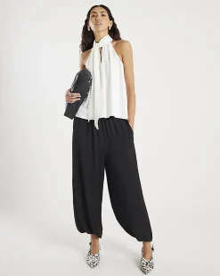 Cream Sleeveless Halter Neck Blouse