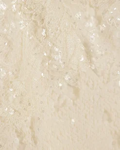 Cream Sleeveless Sequin Lace Cami Top