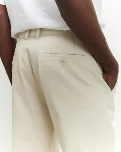 Cream Slim Fit Chino Trousers